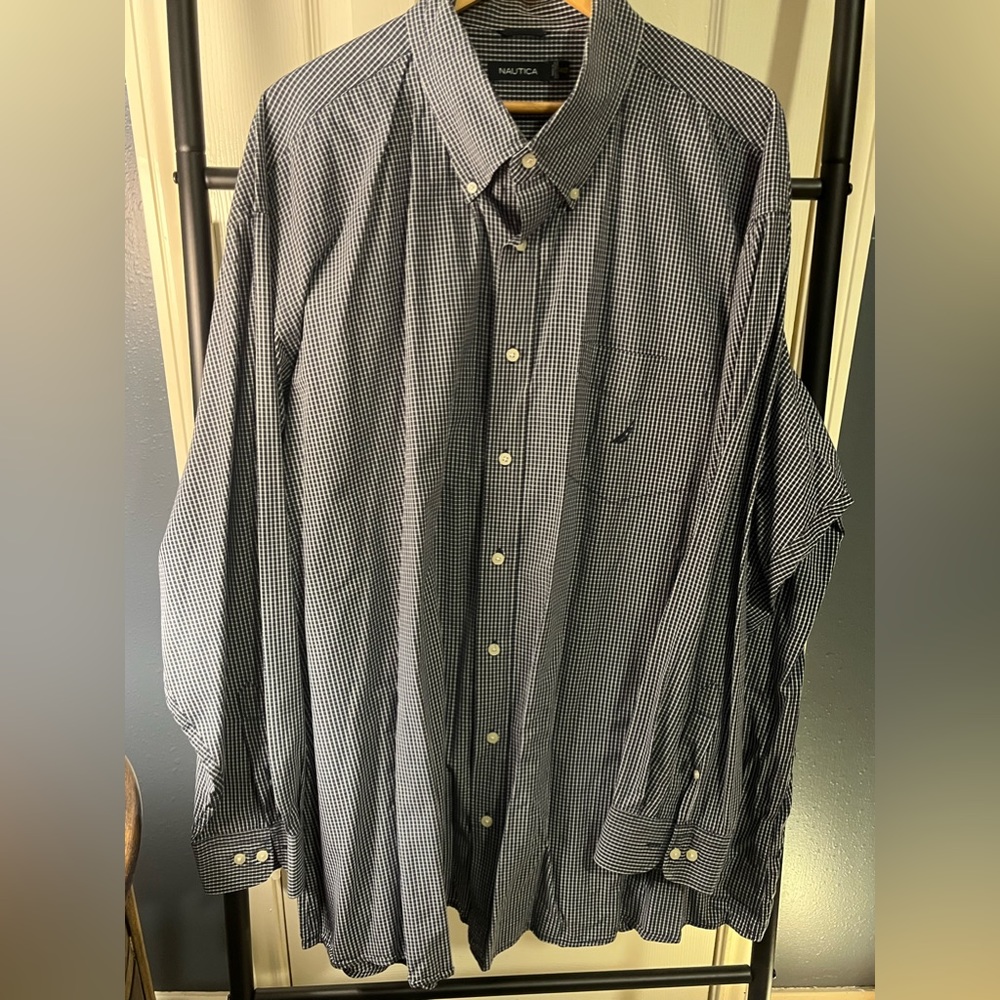 Big & Tall mens Nautica 4XLT Navy Gingham Dress Shirt